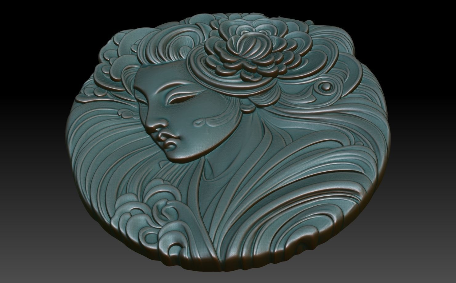 Geisha basrelief 06 240731 3D print model_4