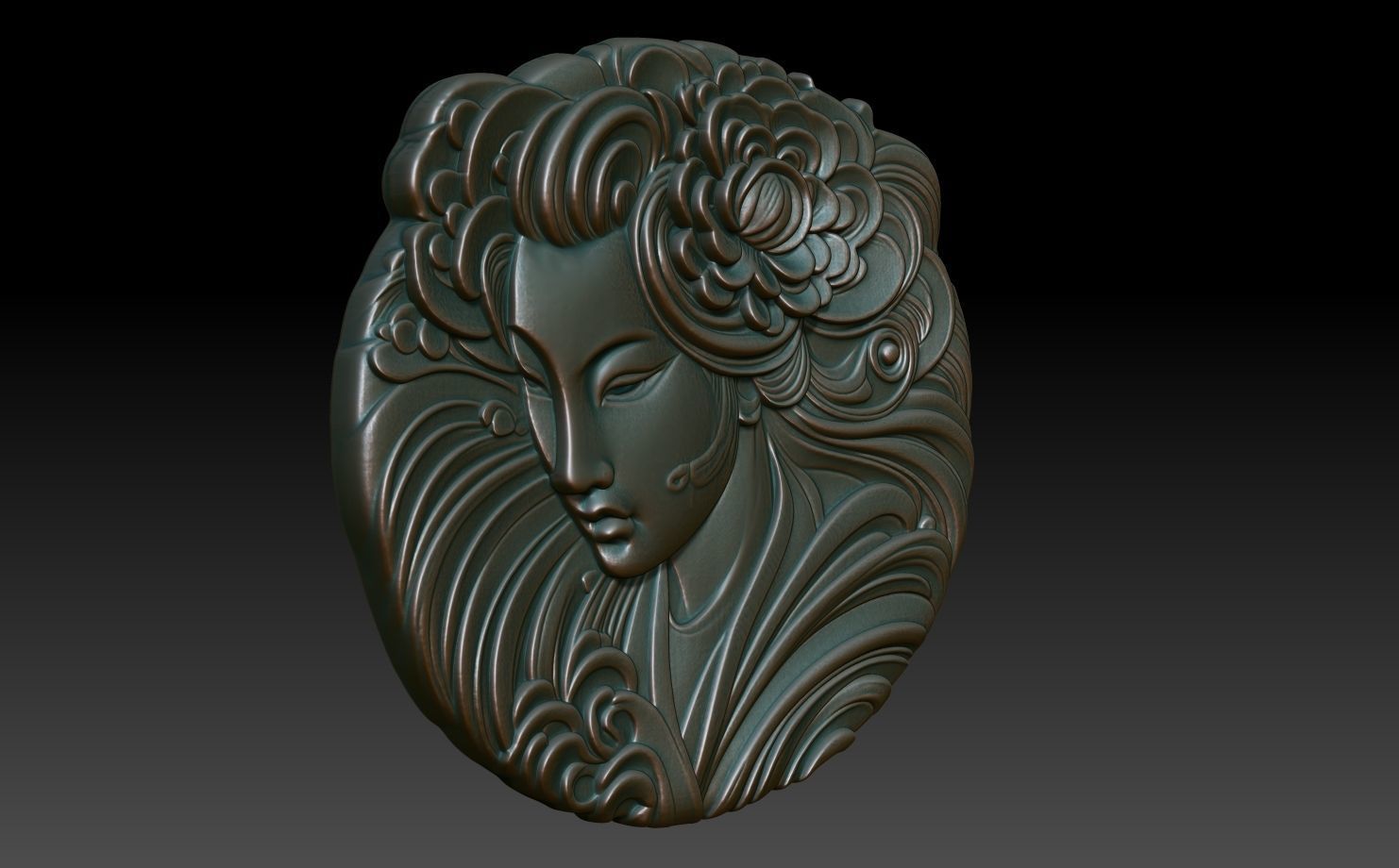 Geisha basrelief 06 240731 3D print model_2