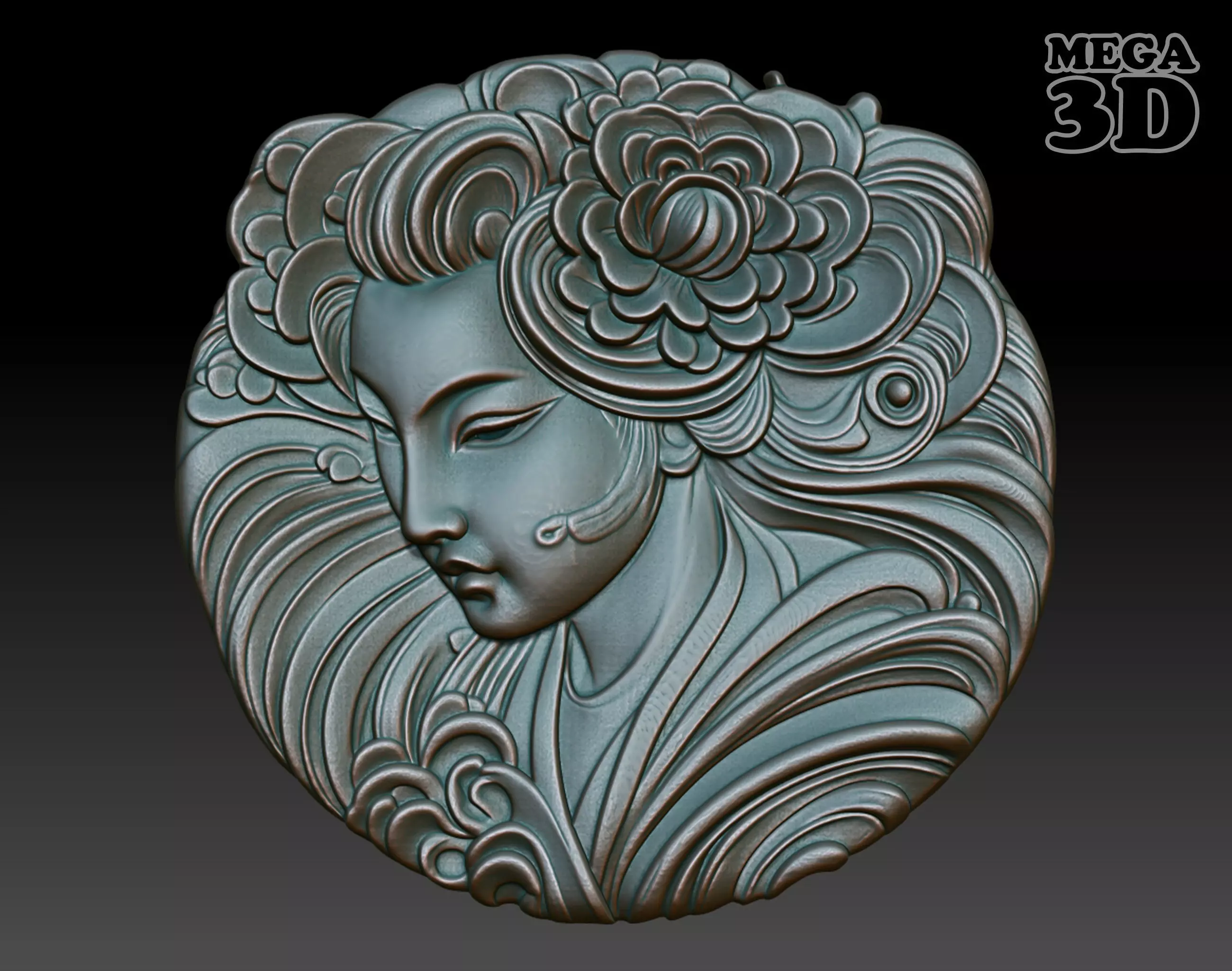 Geisha basrelief 06 240731 3D print model_0