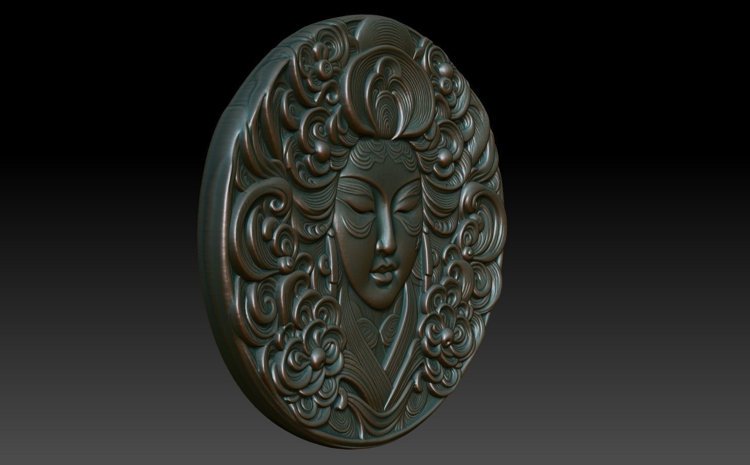 Geisha basrelief 05 240731 3D print model_2