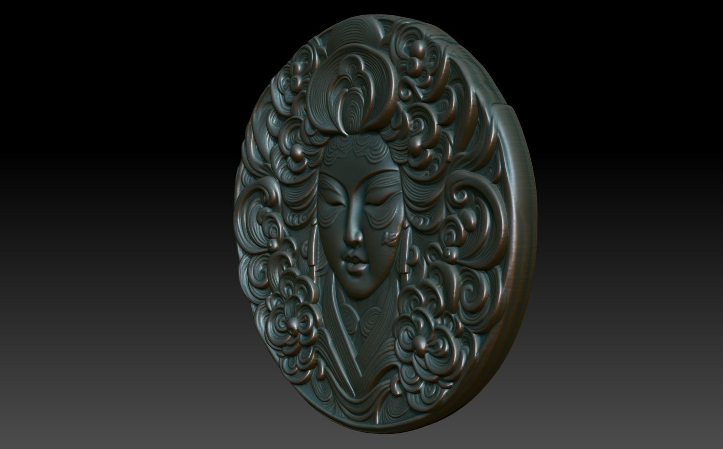 Geisha basrelief 05 240731 3D print model_1