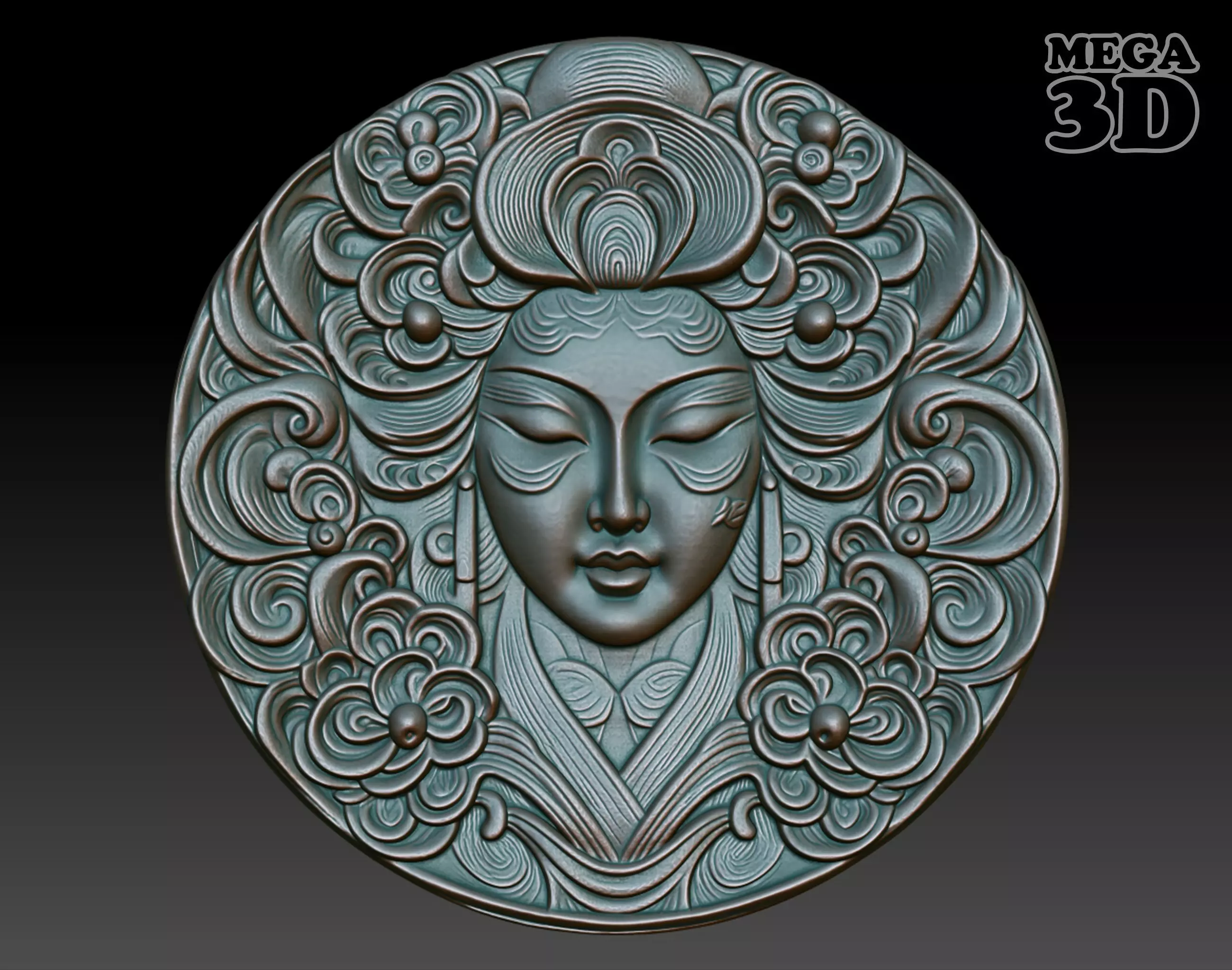 Geisha basrelief 05 240731 3D print model_0