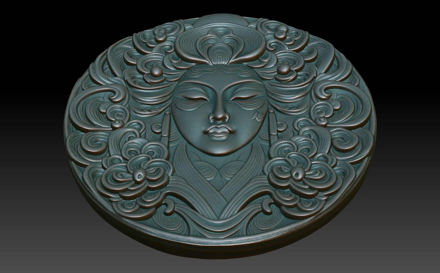 Geisha basrelief 05 240731 3D print model_4