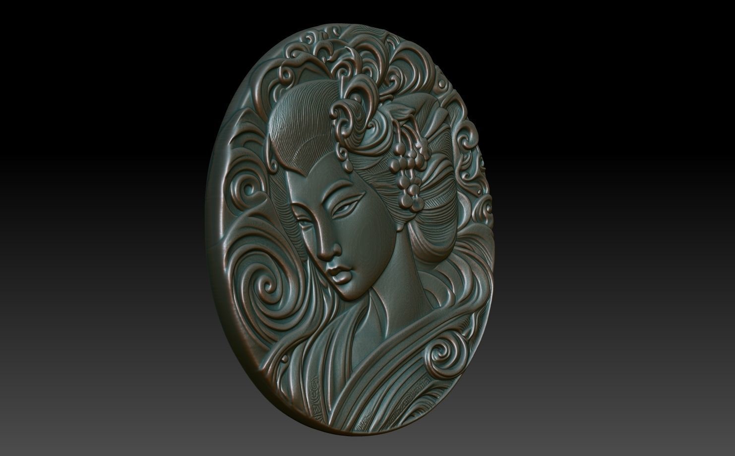 Geisha basrelief 04 240731 3D print model_2