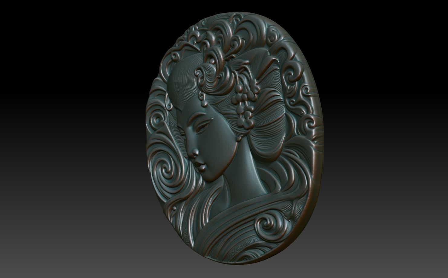 Geisha basrelief 04 240731 3D print model_1
