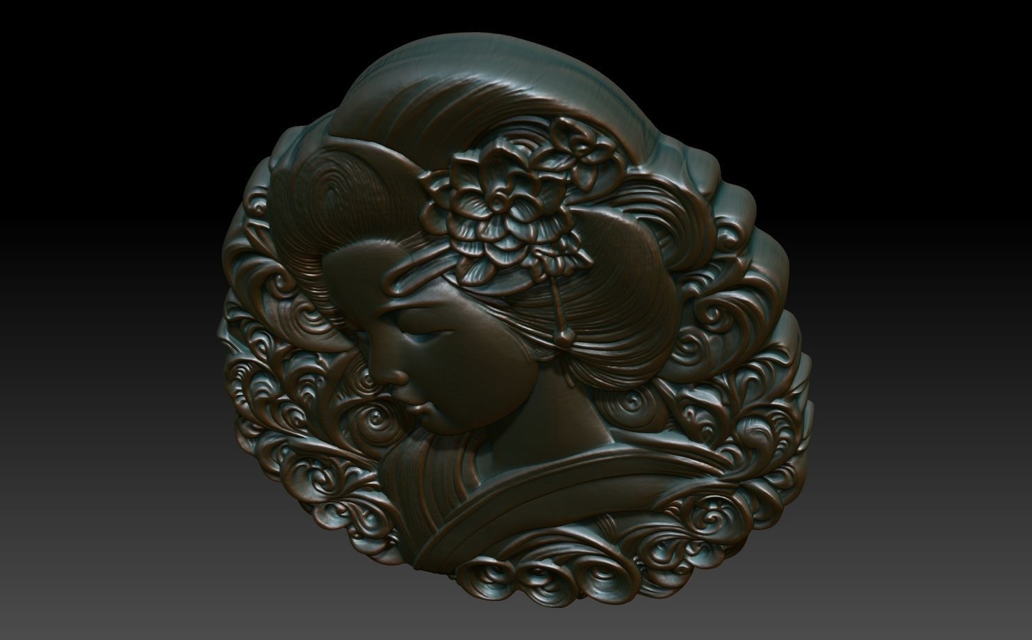 Geisha basrelief 03 240731 3D print model_3