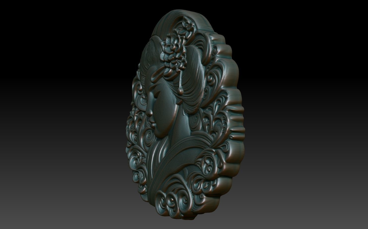 Geisha basrelief 03 240731 3D print model_1