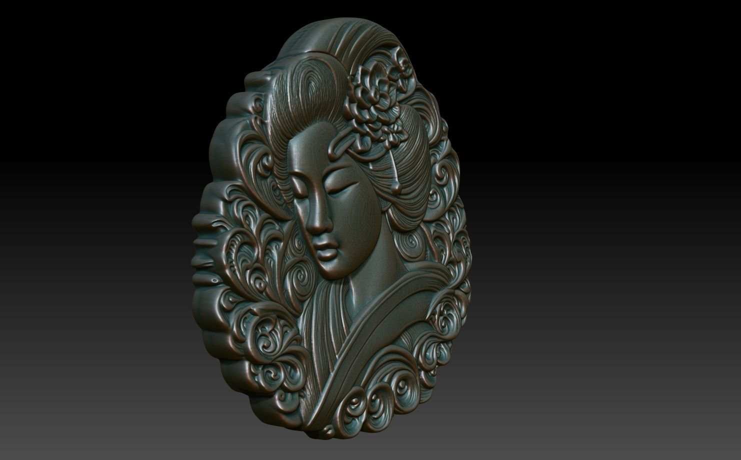 Geisha basrelief 03 240731 3D print model_2