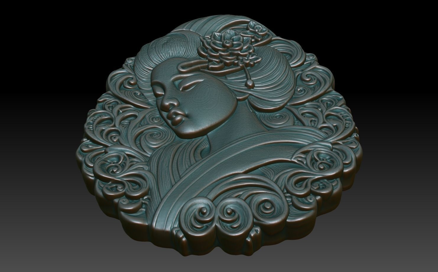 Geisha basrelief 03 240731 3D print model_4