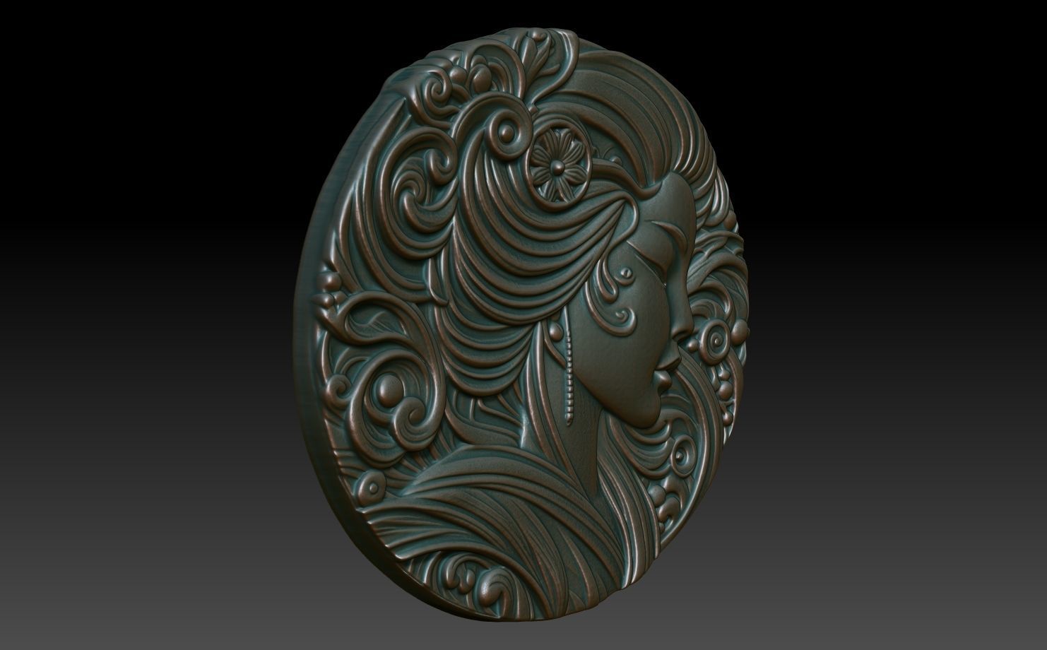 Geisha basrelief 02 240731 3D print model_2