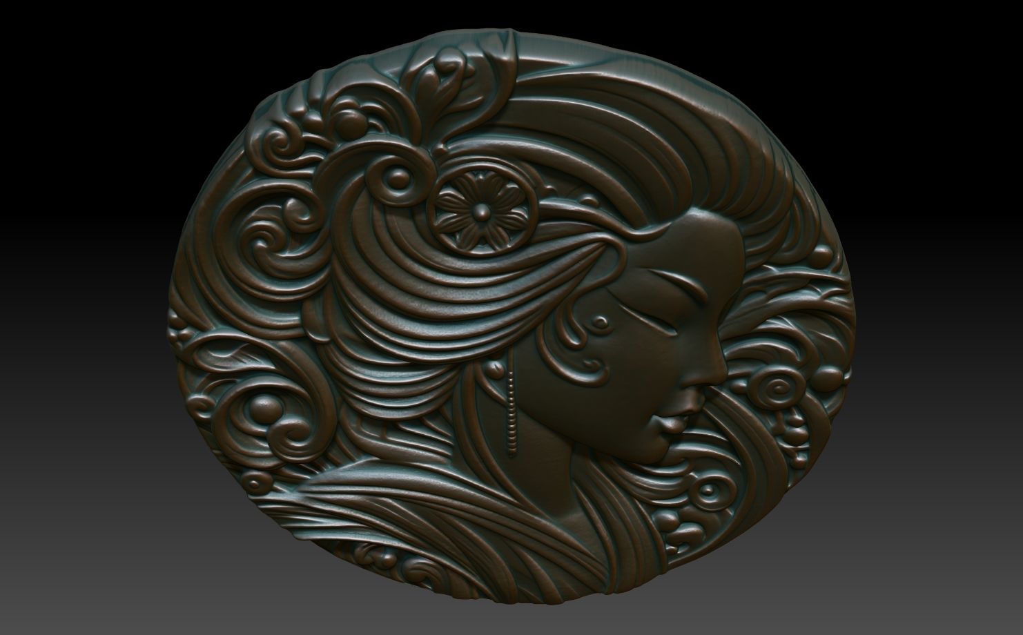 Geisha basrelief 02 240731 3D print model_3