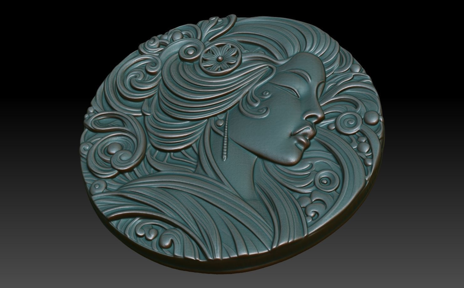 Geisha basrelief 02 240731 3D print model_4