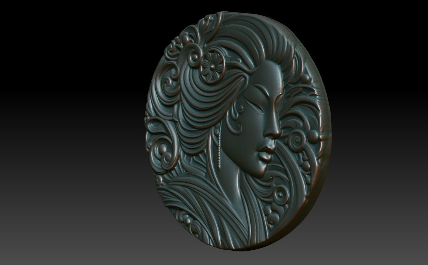 Geisha basrelief 02 240731 3D print model_1