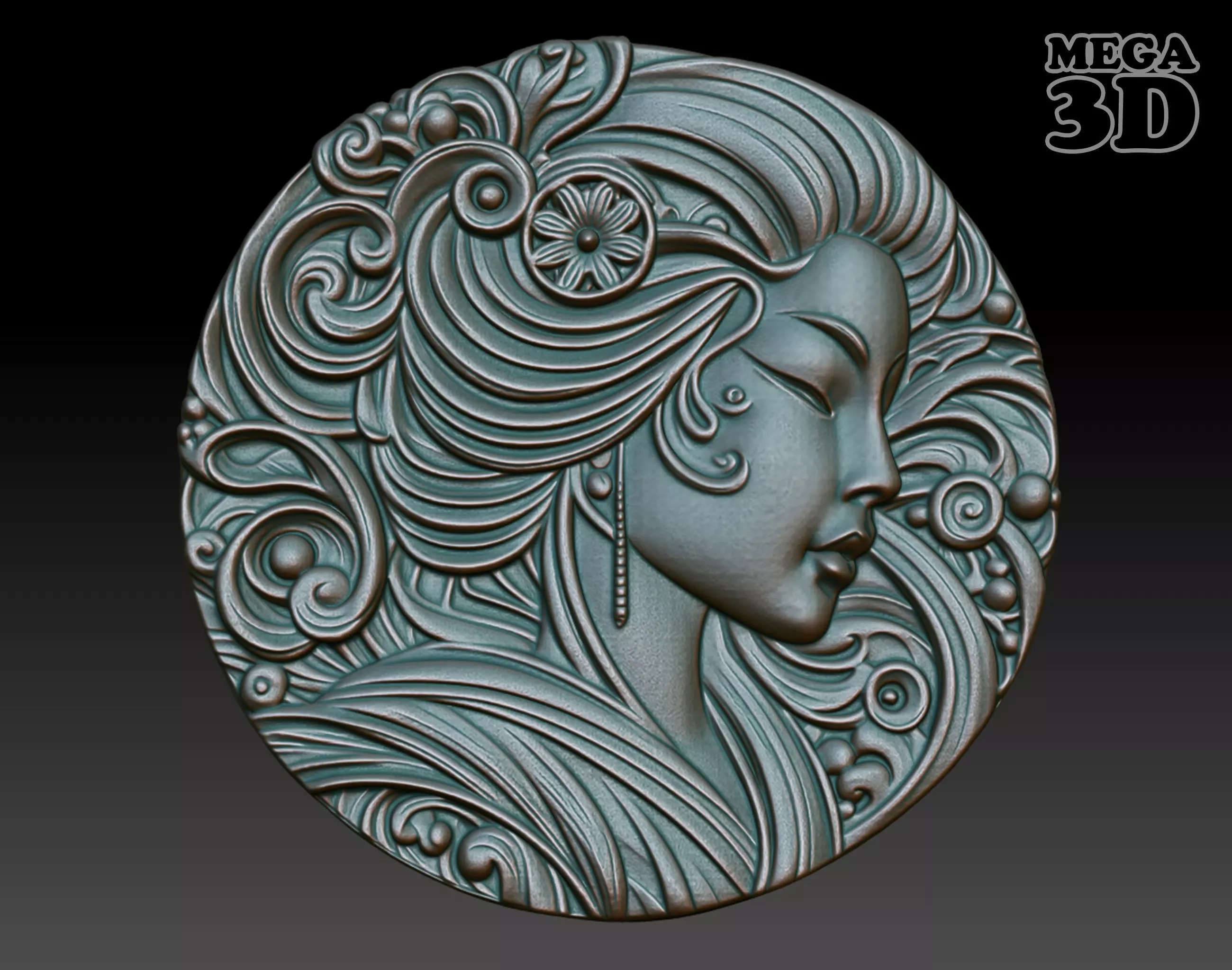 Geisha basrelief 02 240731 3D print model_0