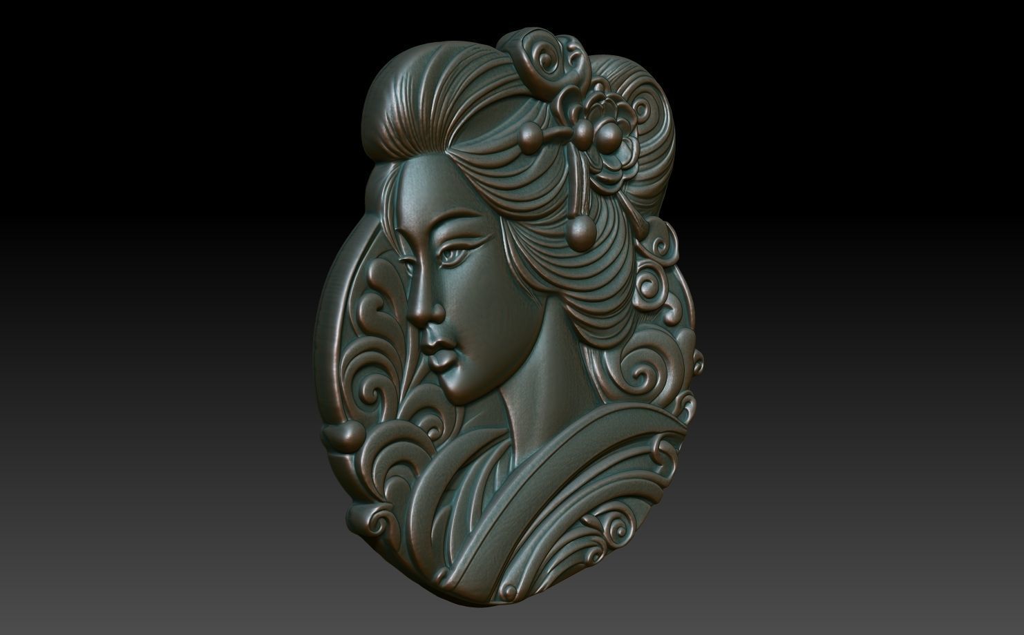 Geisha basrelief 01 240731 3D print model_2