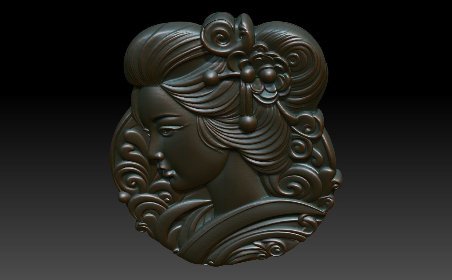 Geisha basrelief 01 240731 3D print model_3