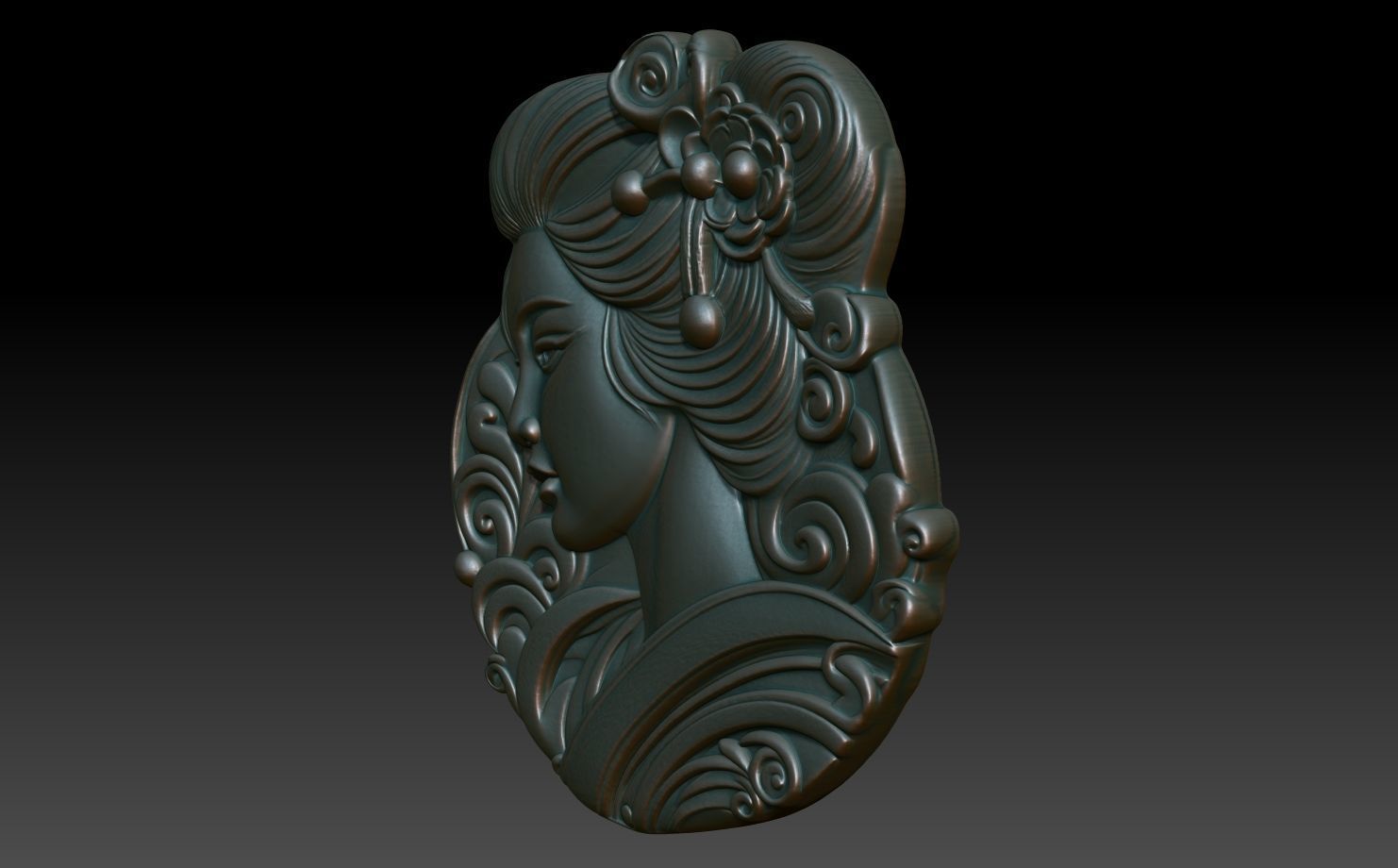 Geisha basrelief 01 240731 3D print model_1