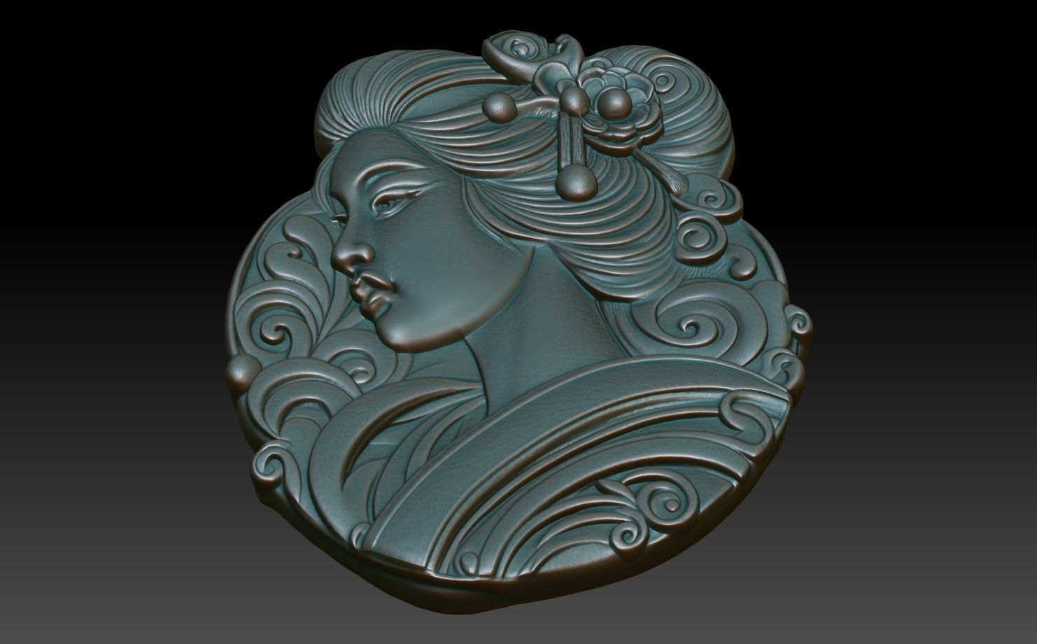 Geisha basrelief 01 240731 3D print model_4