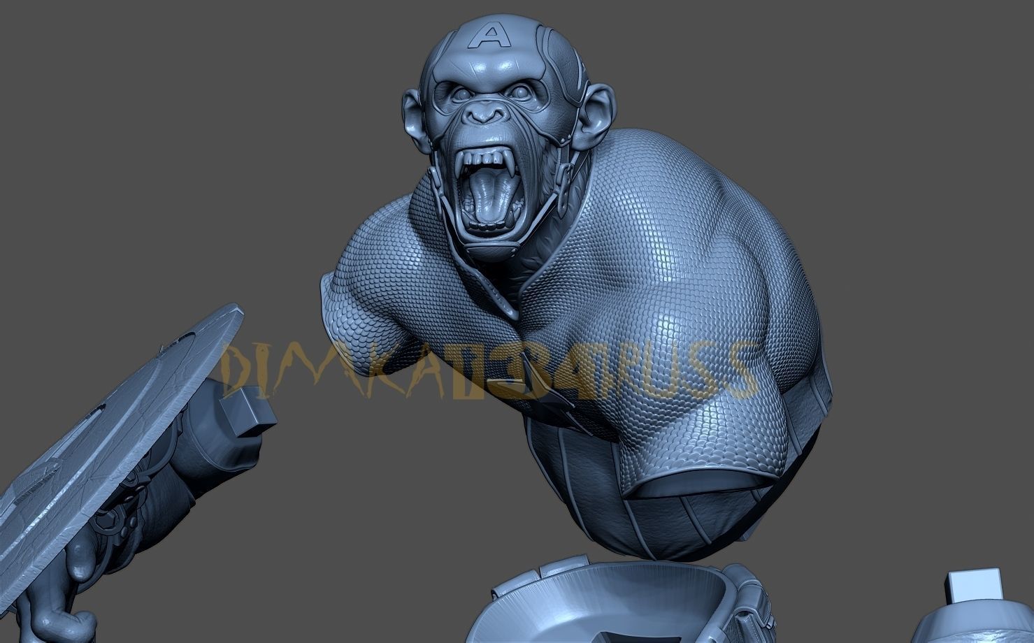 Captain monkey 3D print model_6
