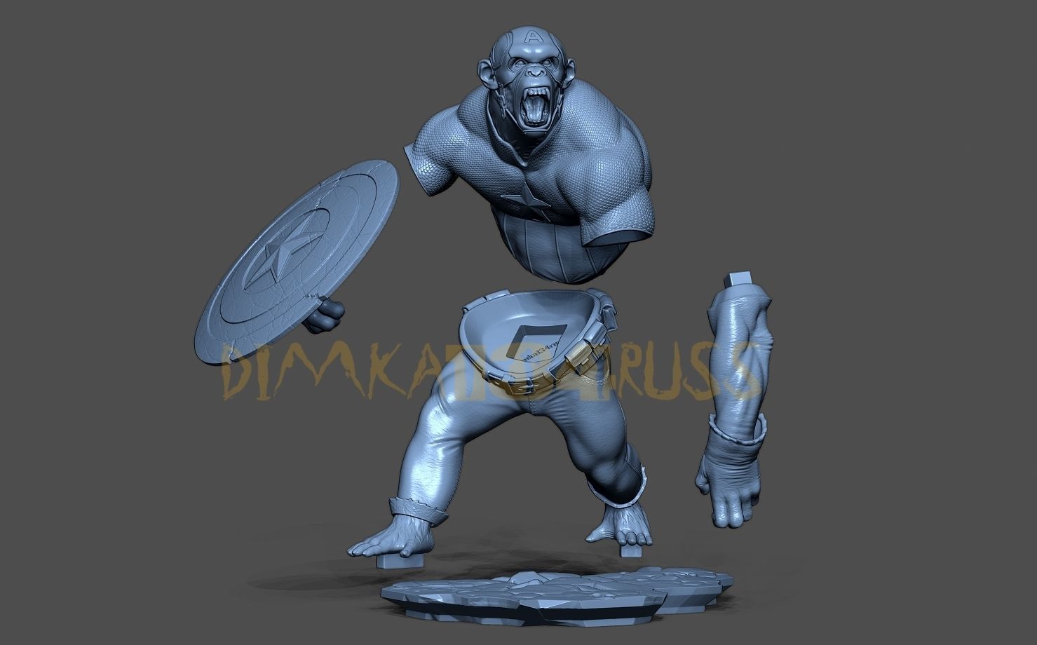 Captain monkey 3D print model_14