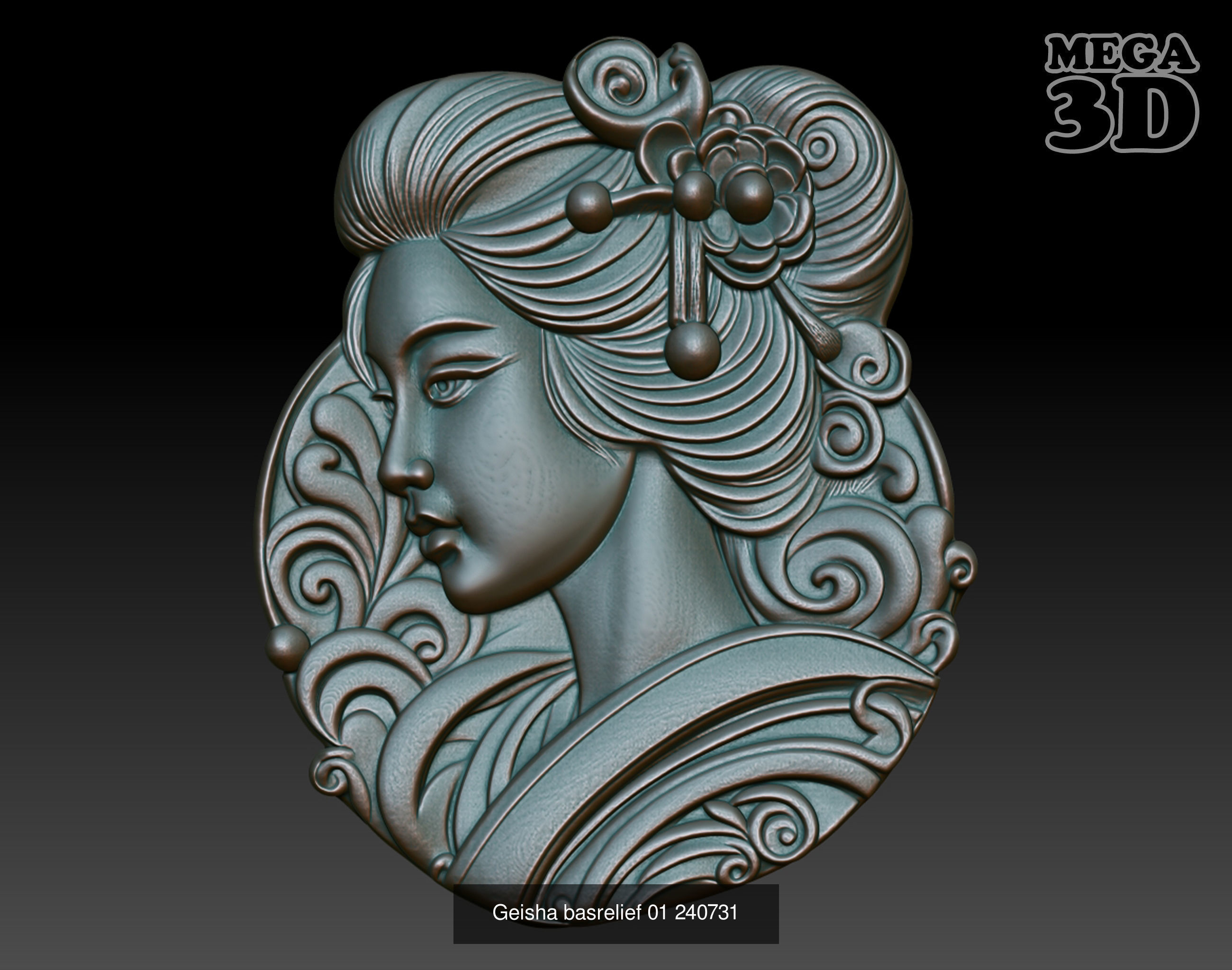 Geisha basrelief Pack 240731 3D Model Collection_9