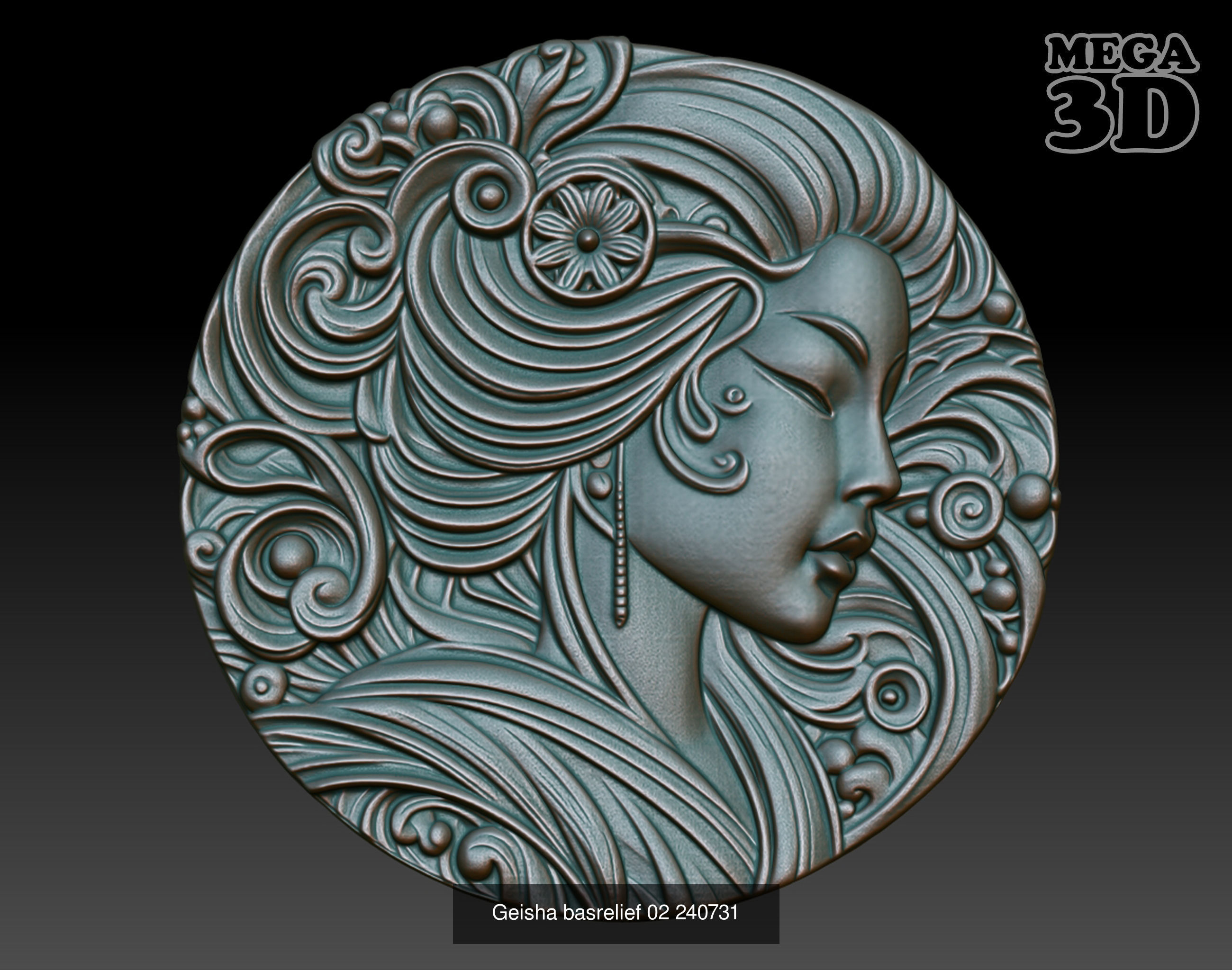 Geisha basrelief Pack 240731 3D Model Collection_8