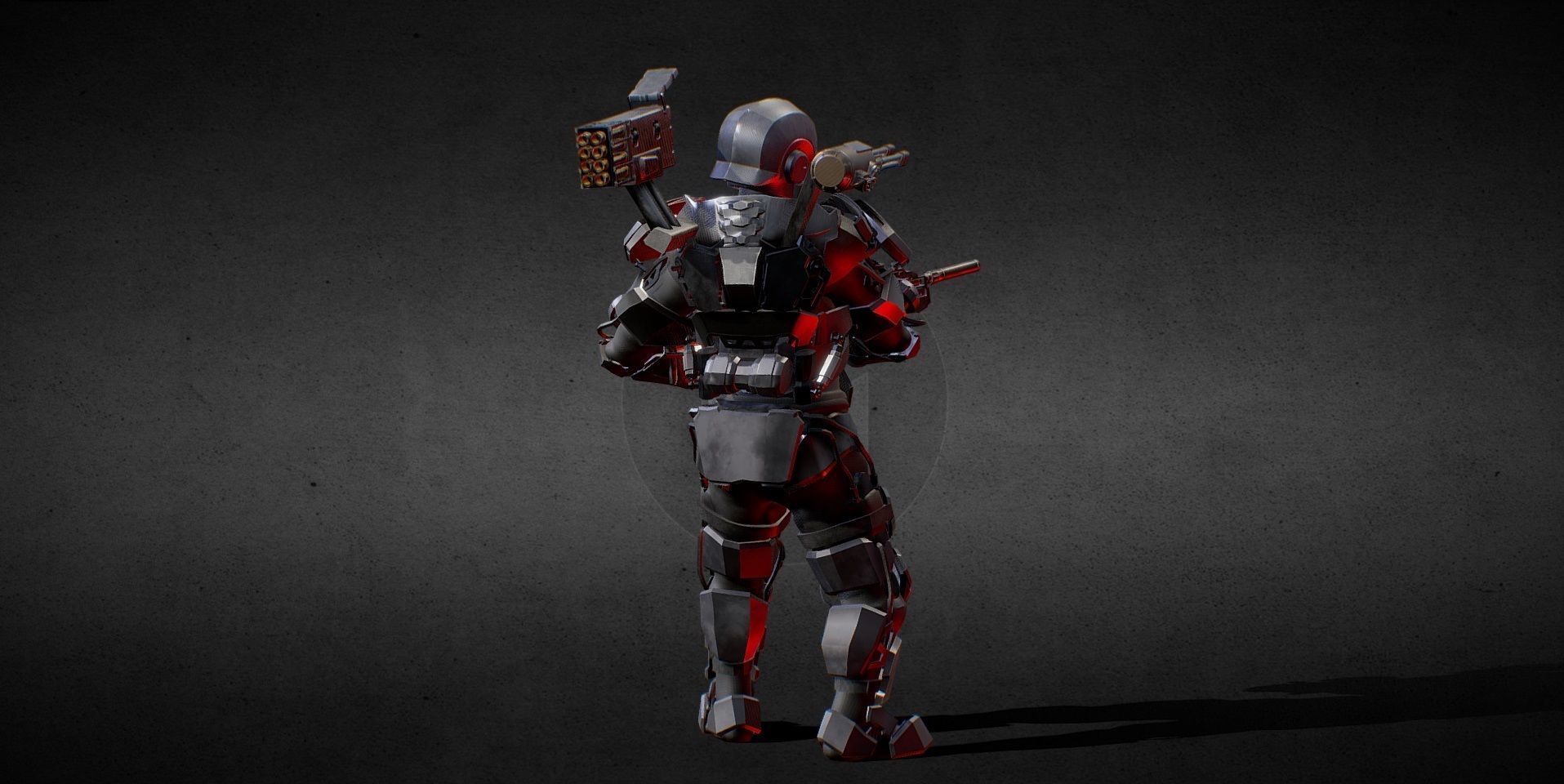 Armored Robot Low-poly 3D model_3