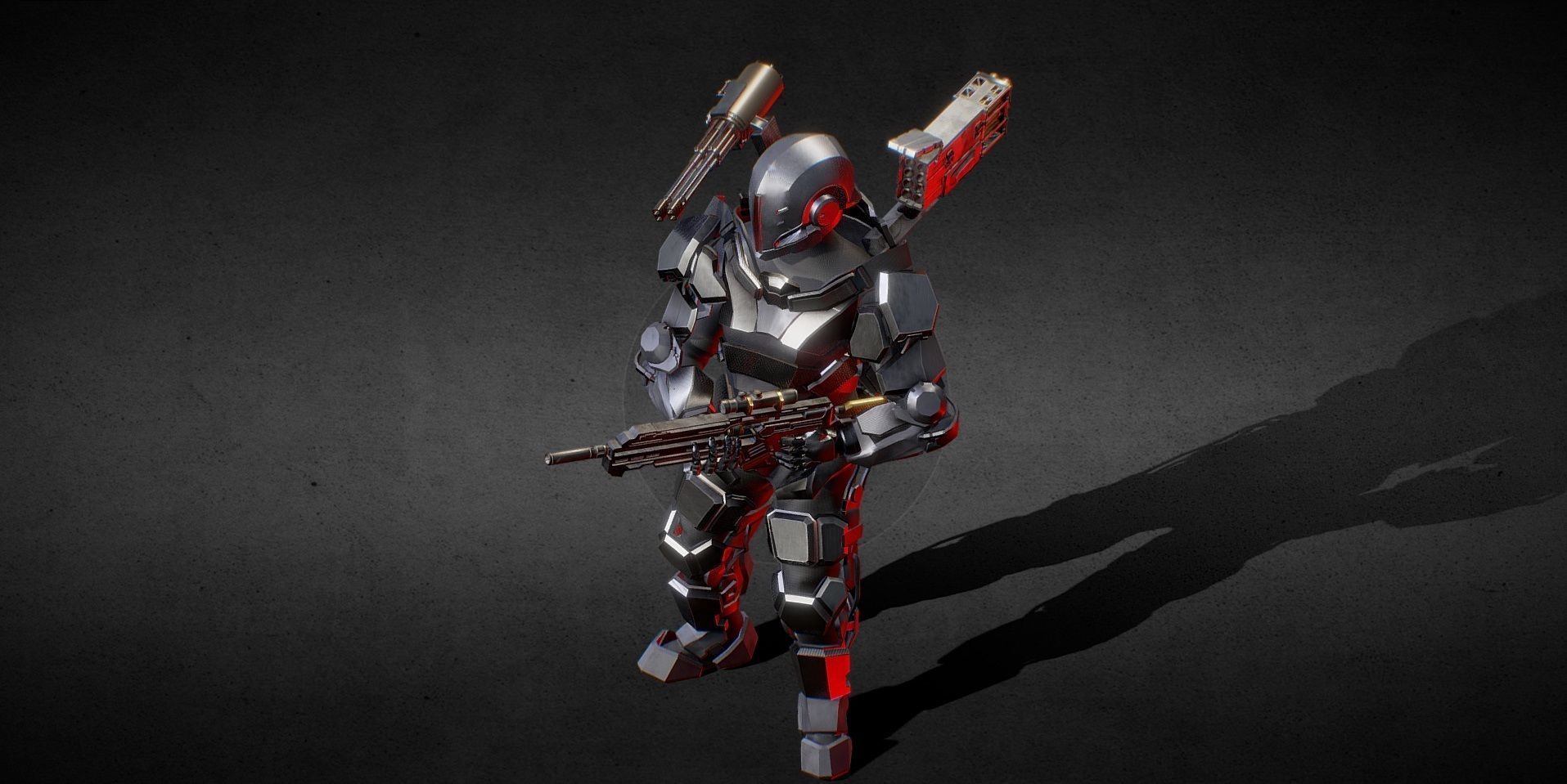 Armored Robot Low-poly 3D model_4