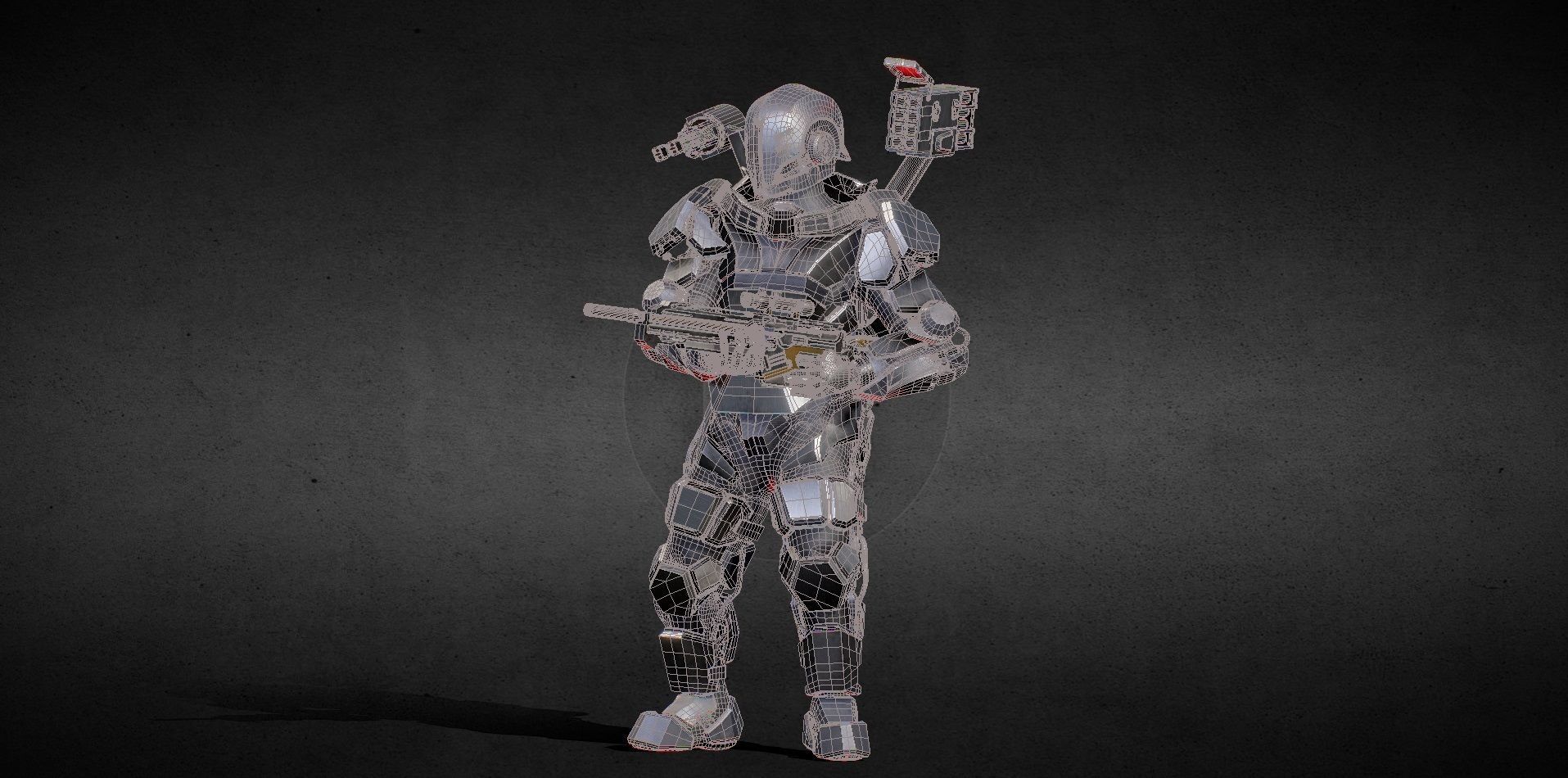 Armored Robot Low-poly 3D model_1