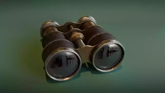 Vintage Binoculars Low-poly 3D model