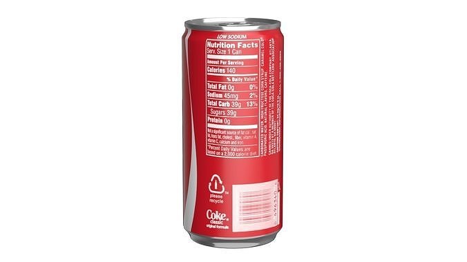 Coca Cola Drink Can Slim 190ml 01 Low-poly 3D model 6