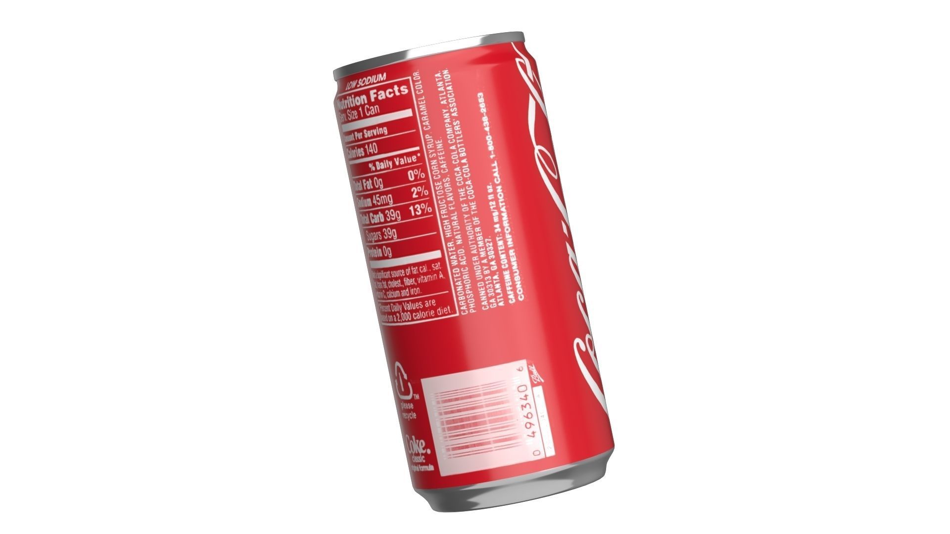 Coca Cola Drink Can Slim 190ml 01 Low-poly 3D model_10
