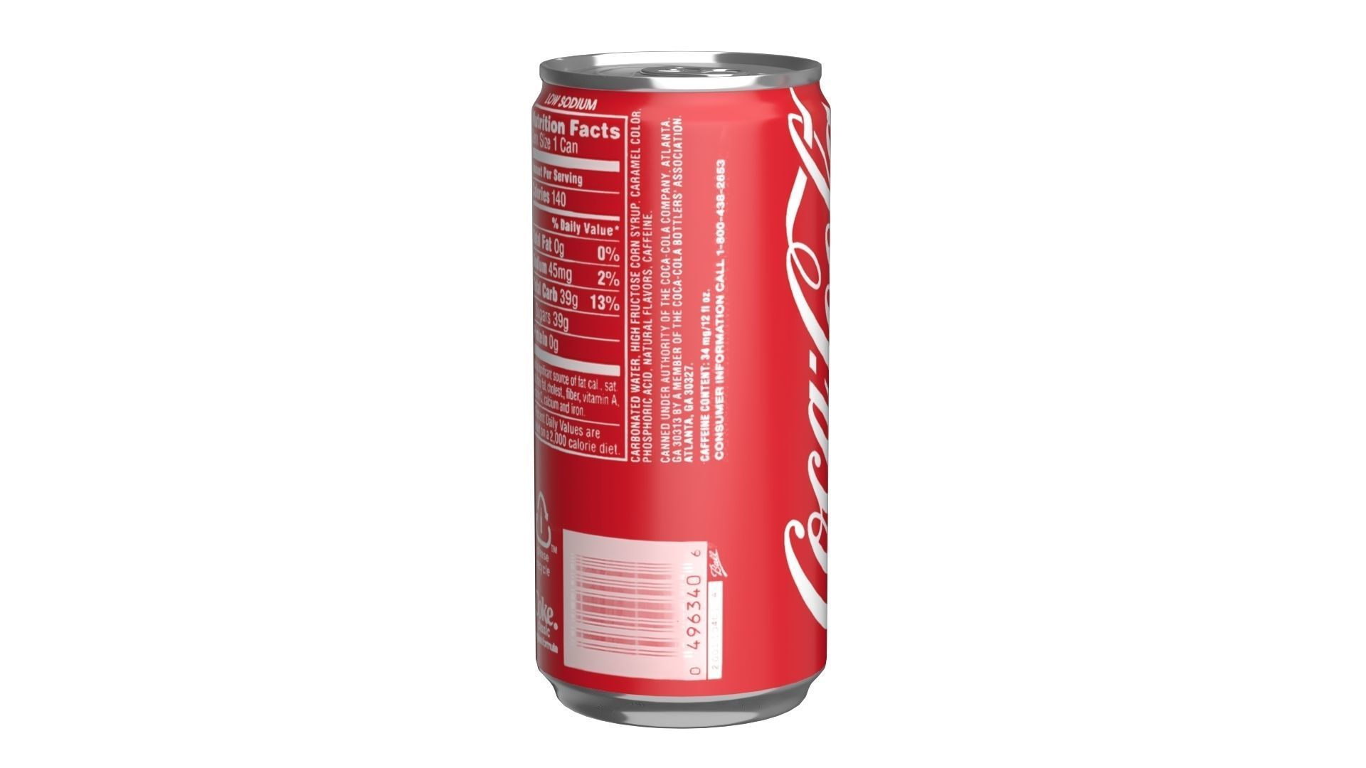 Coca Cola Drink Can Slim 190ml 01 Low-poly 3D model_4