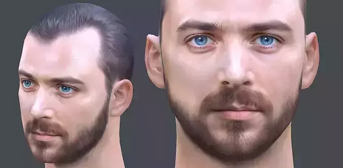 Male head Realistic Perfect Head Low-poly 3D model game ready 