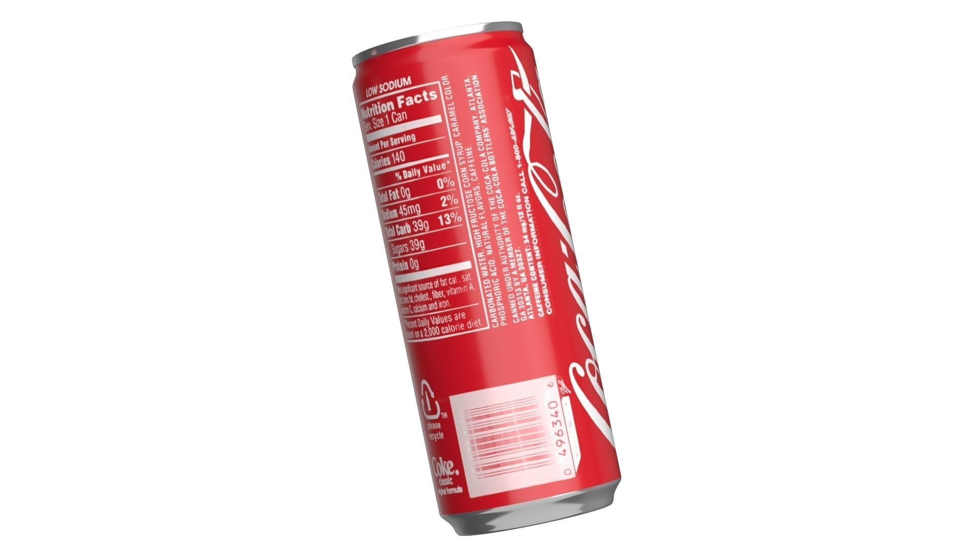 Coca Cola Drink Can Slim 250ml 02 Low-poly 3D model_11