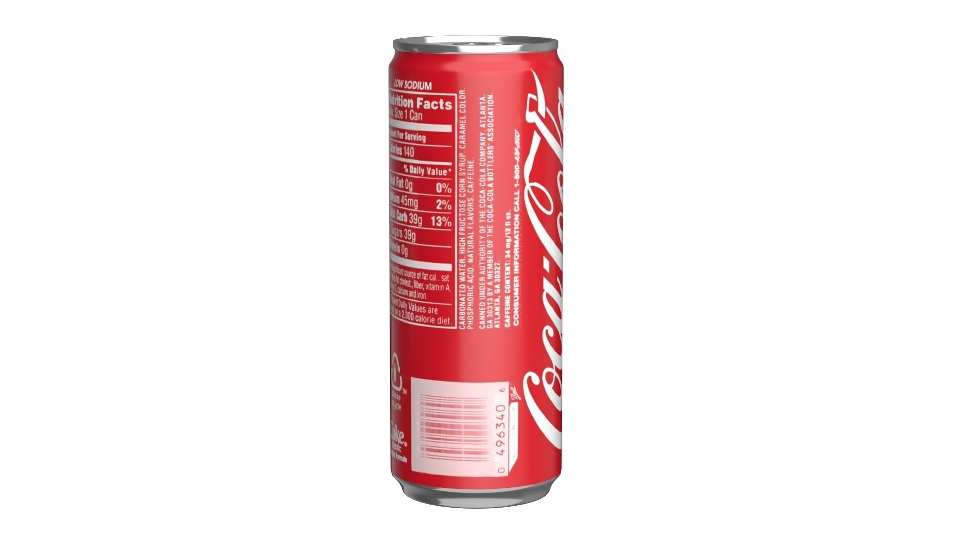 Coca Cola Drink Can Slim 250ml 02 Low-poly 3D model_4