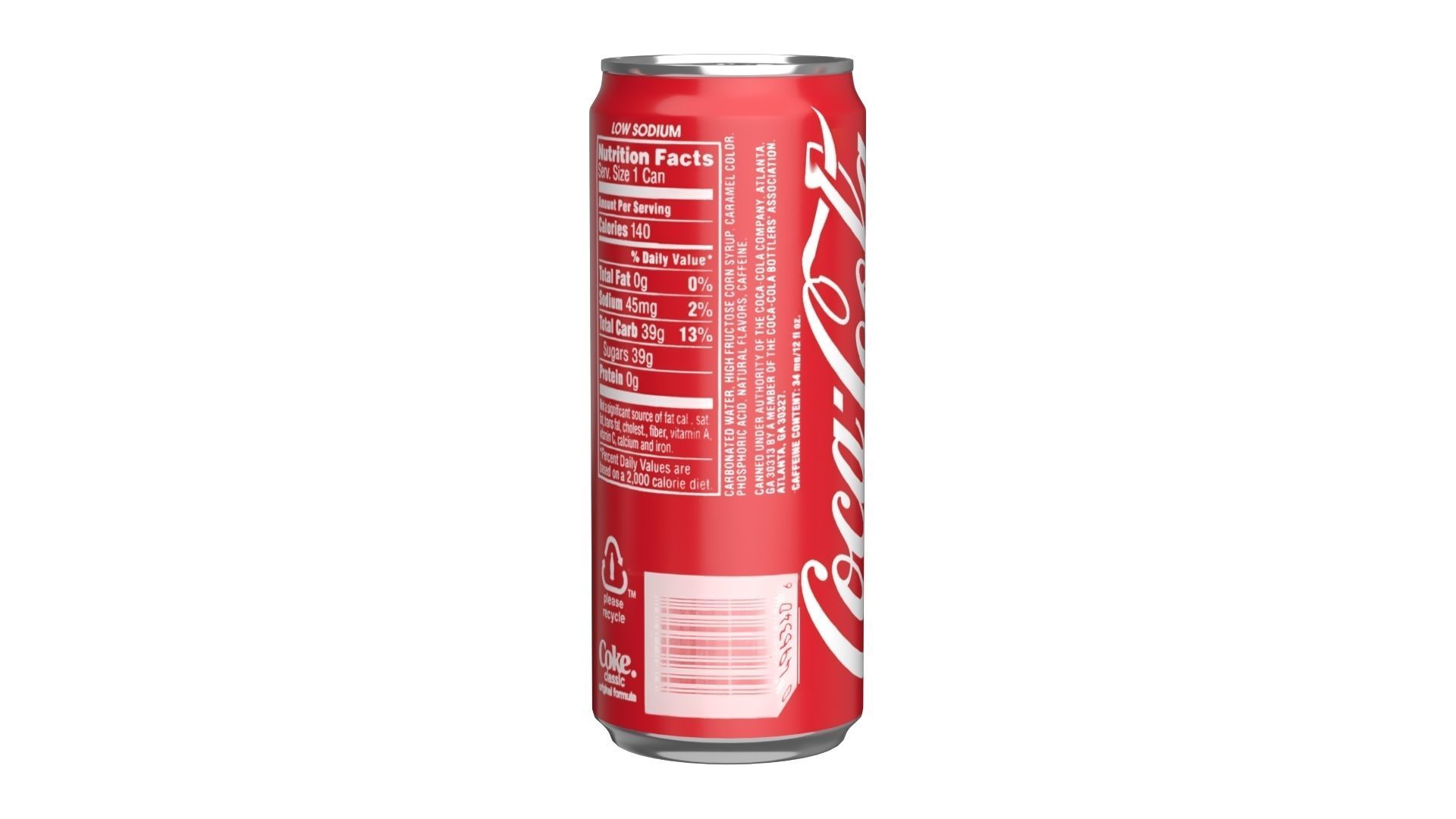 Coca Cola Drink Can Sleek 310ml 06 Low-poly 3D model_4