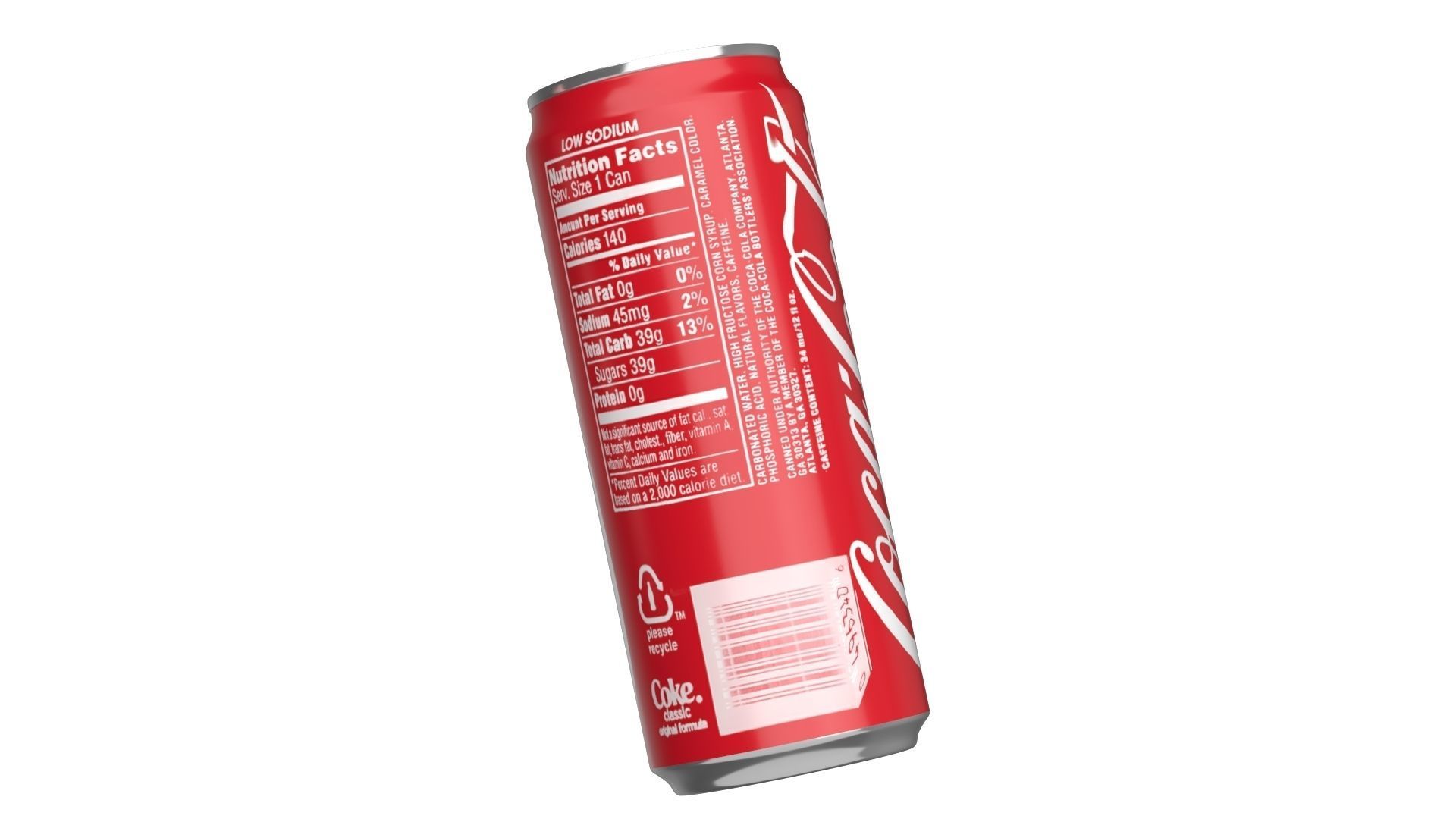 Coca Cola Drink Can Sleek 310ml 06 Low-poly 3D model_10