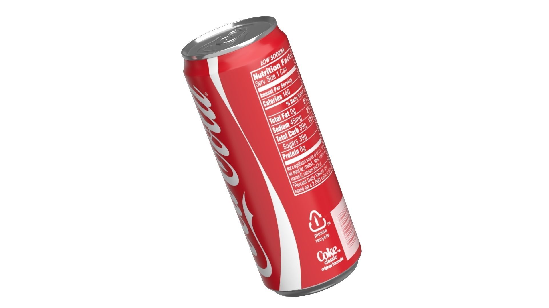 Coca Cola Drink Can Sleek 310ml 06 Low-poly 3D model_11