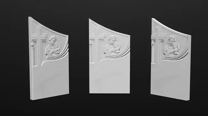ThombStone with Virgin Mary 3d STL model for cnc 