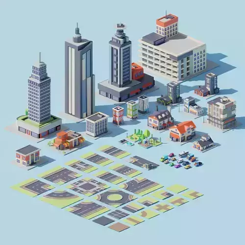 Low Poly City Asset Low-poly 3D model