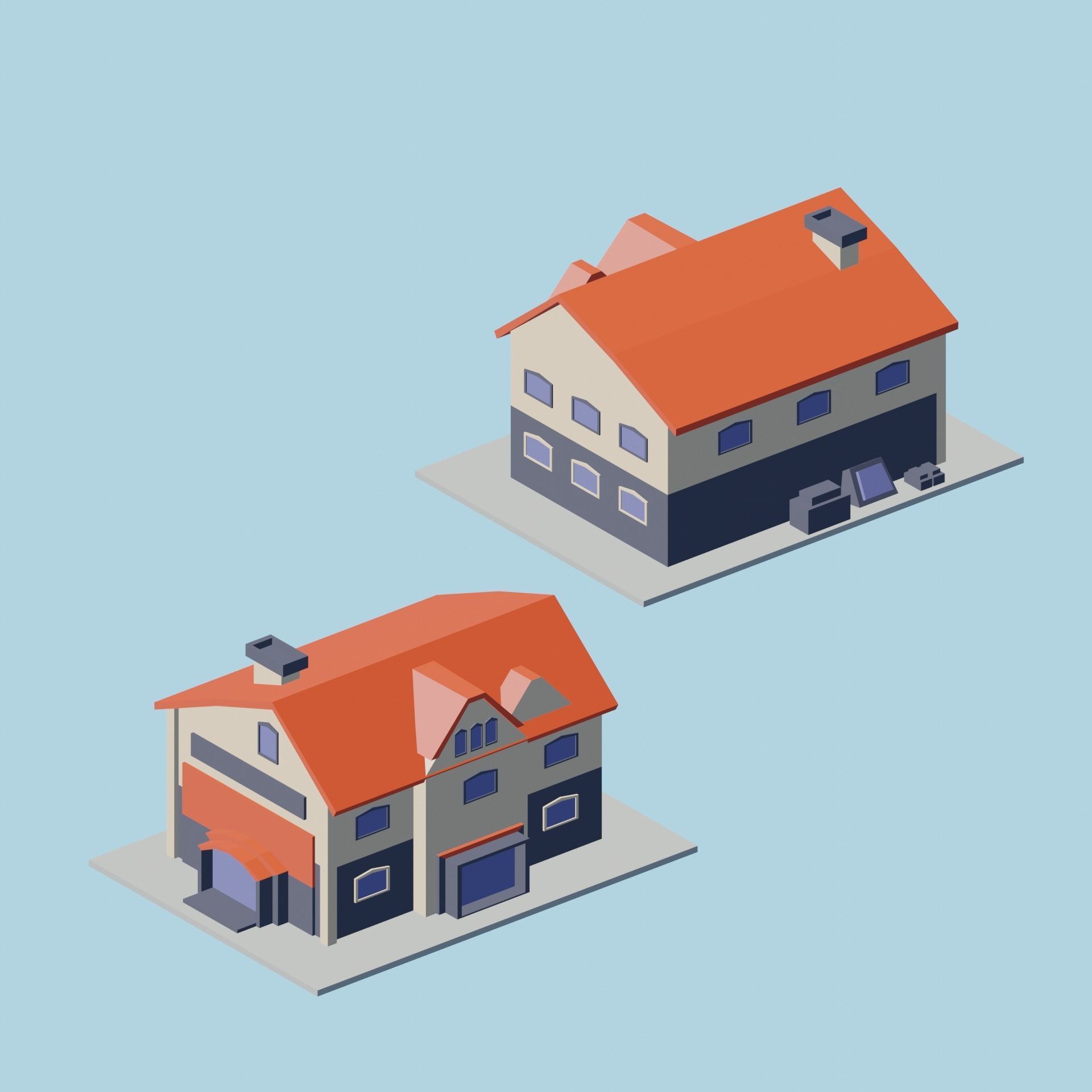 Low Poly City Asset Low-poly 3D model_8
