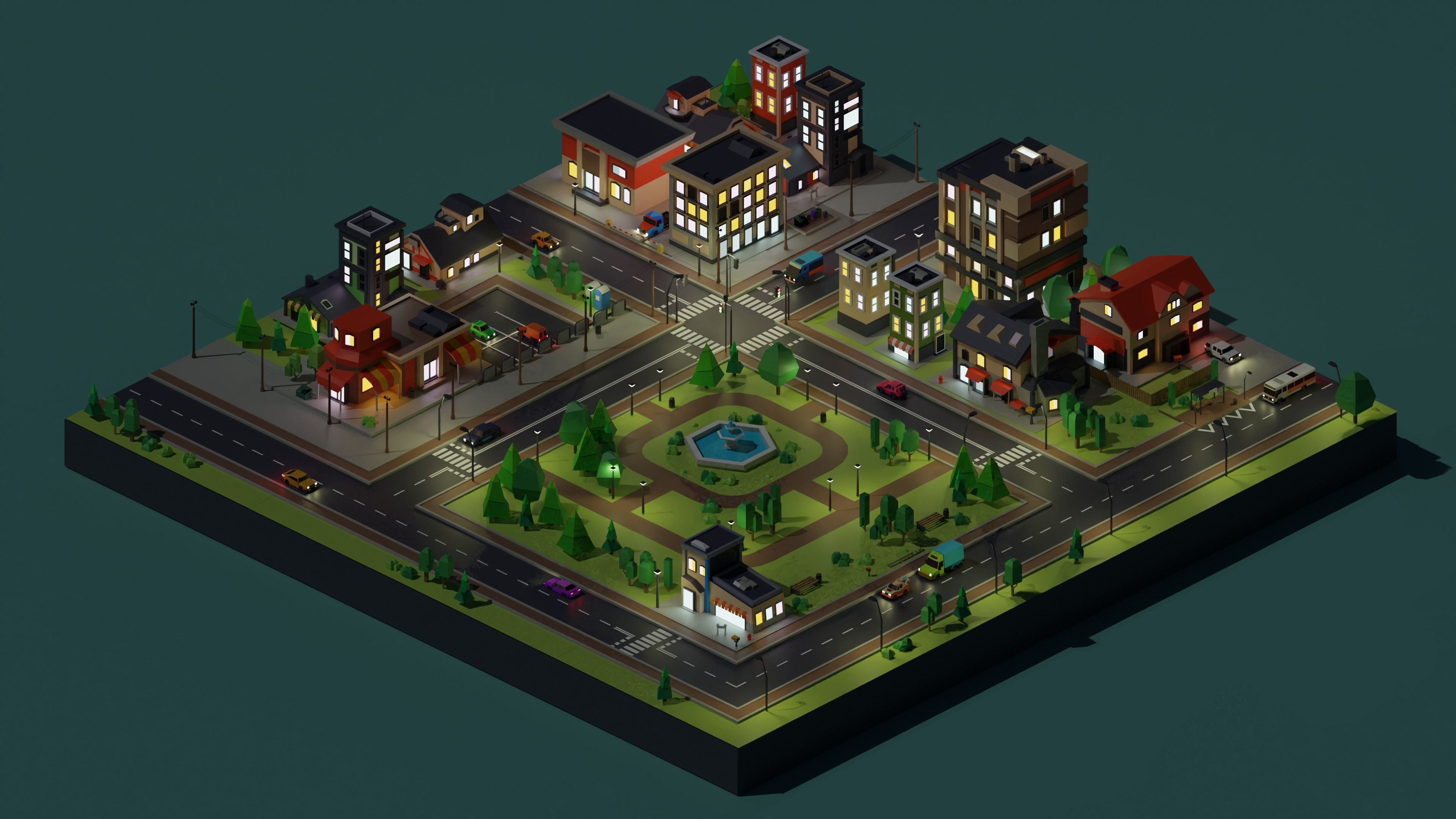 Low Poly City Asset Low-poly 3D model_3