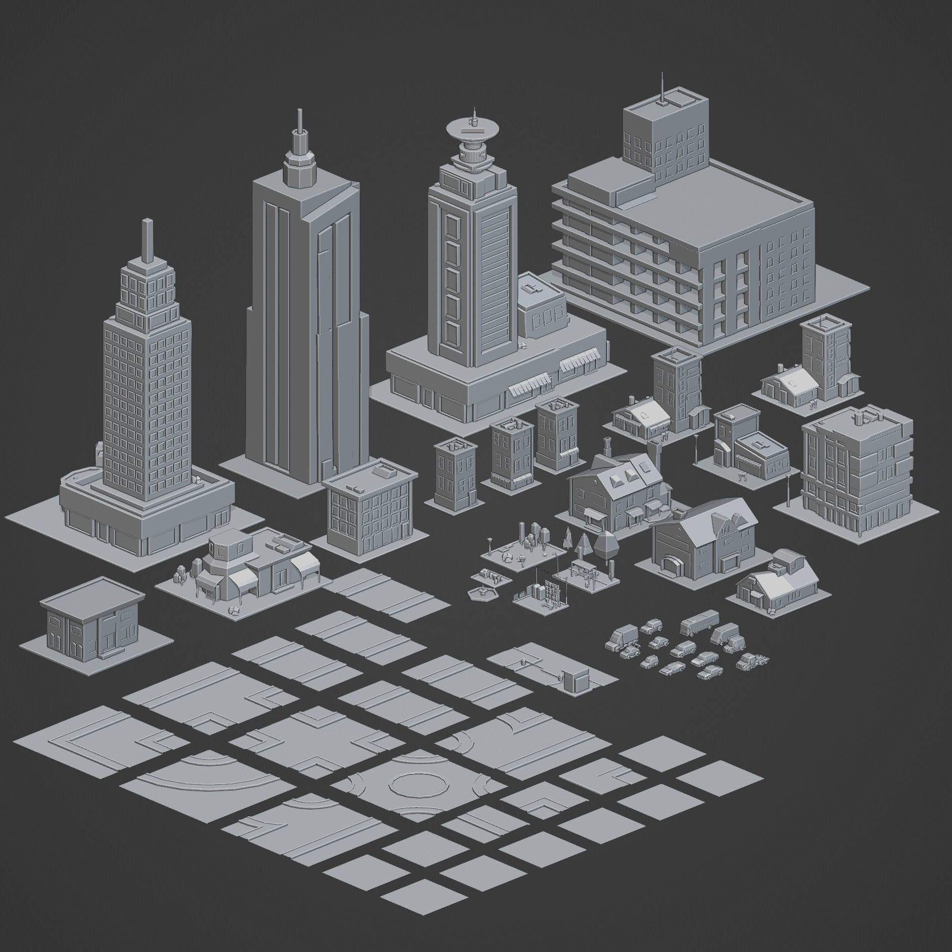 Low Poly City Asset Low-poly 3D model_34