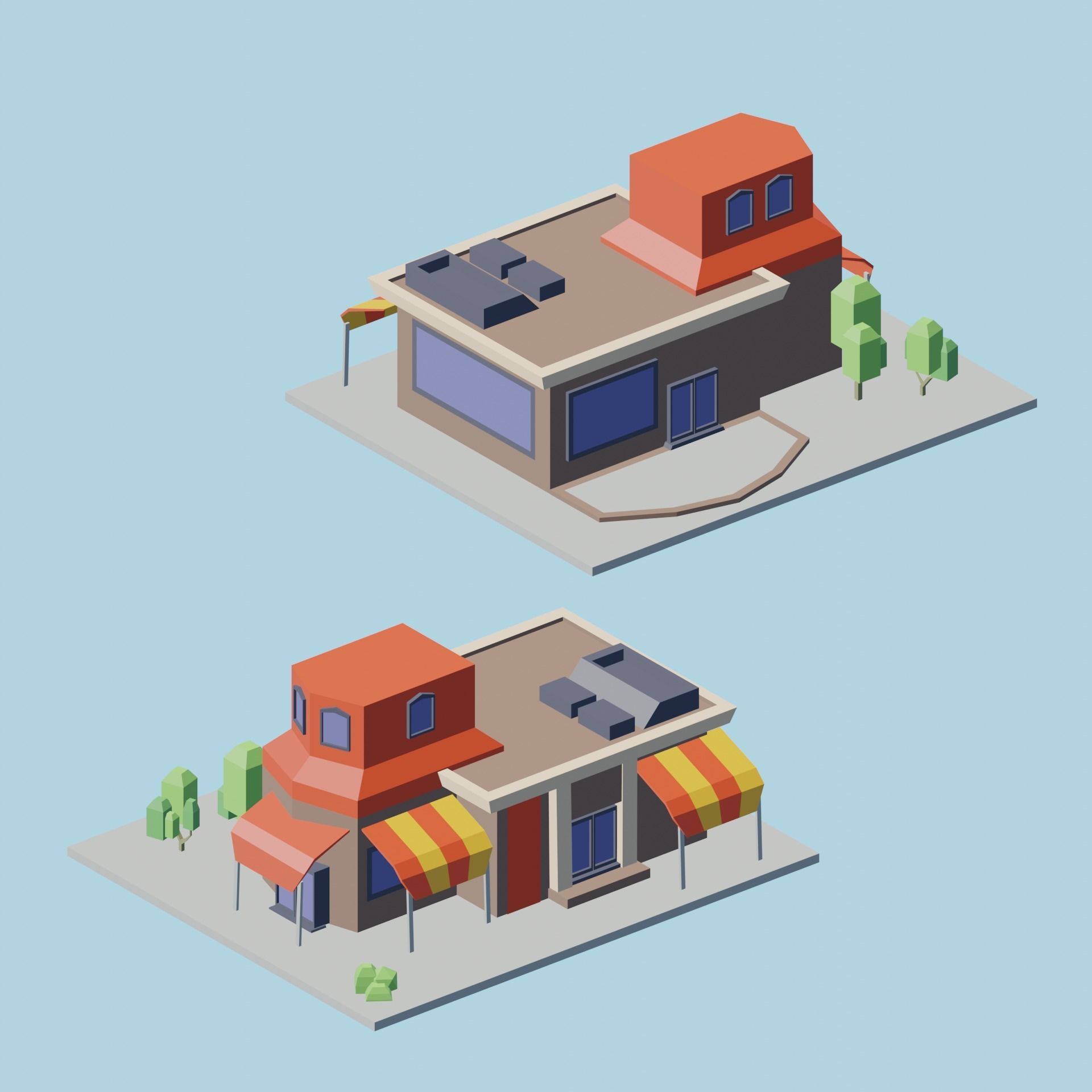 Low Poly City Asset Low-poly 3D model_7