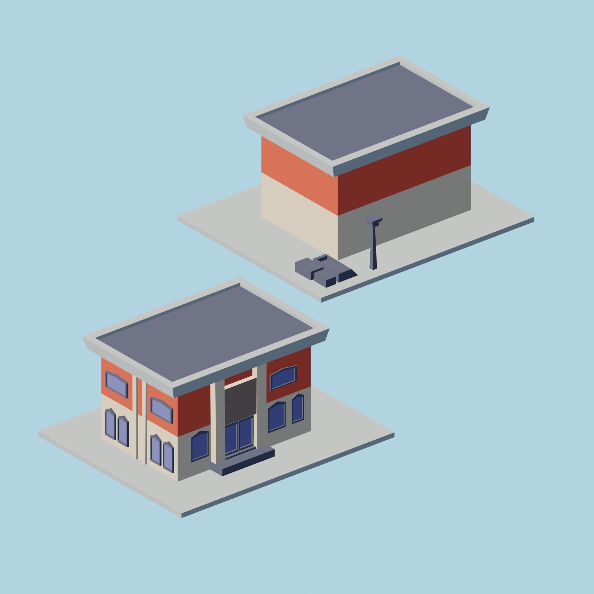 Low Poly City Asset Low-poly 3D model_6