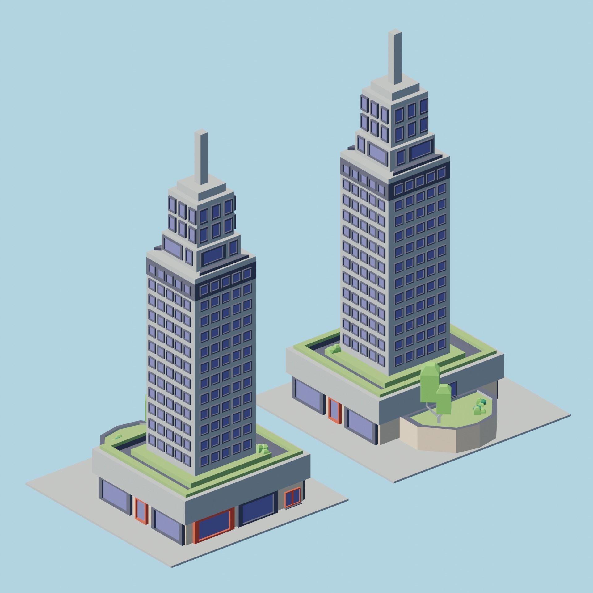 Low Poly City Asset Low-poly 3D model_17