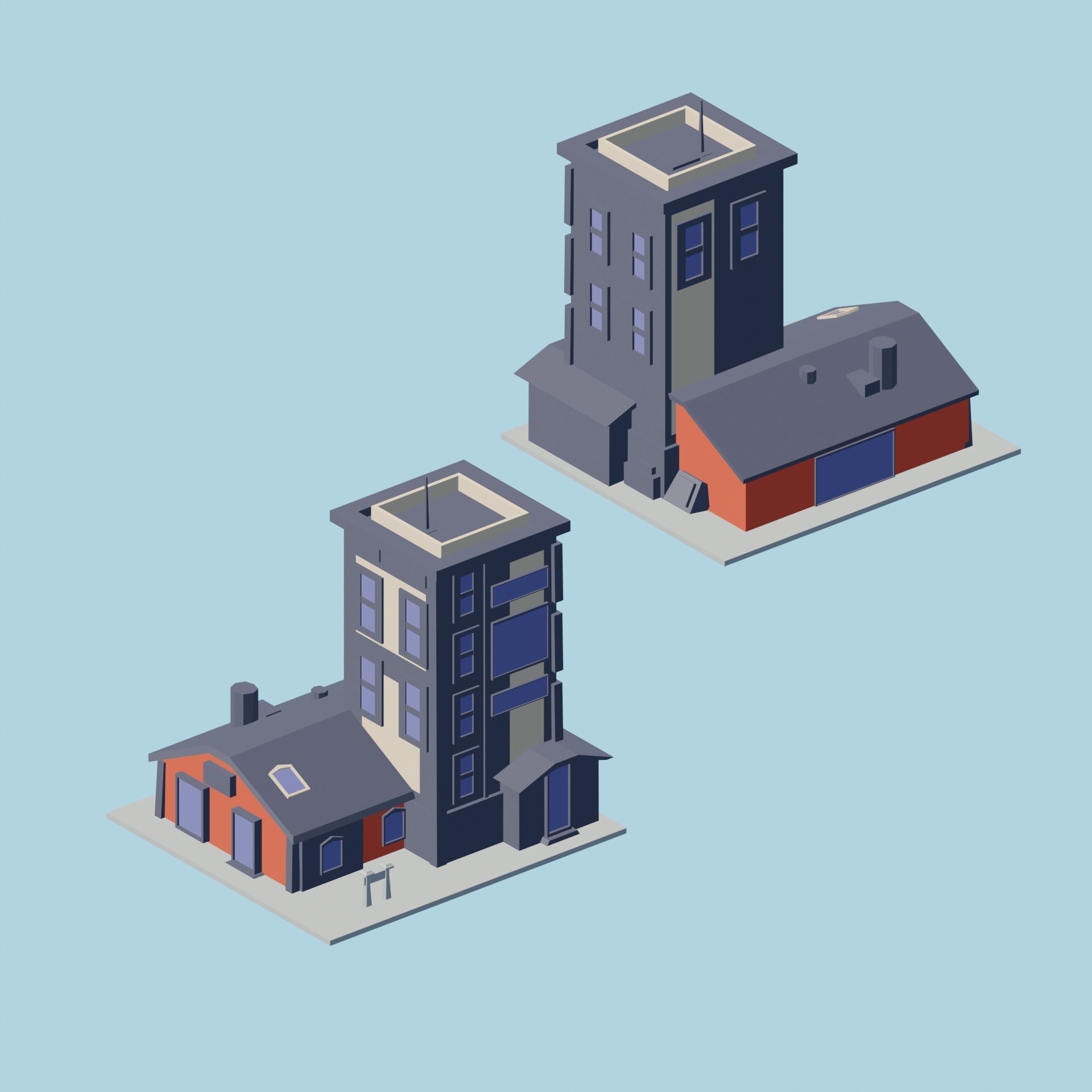 Low Poly City Asset Low-poly 3D model_13