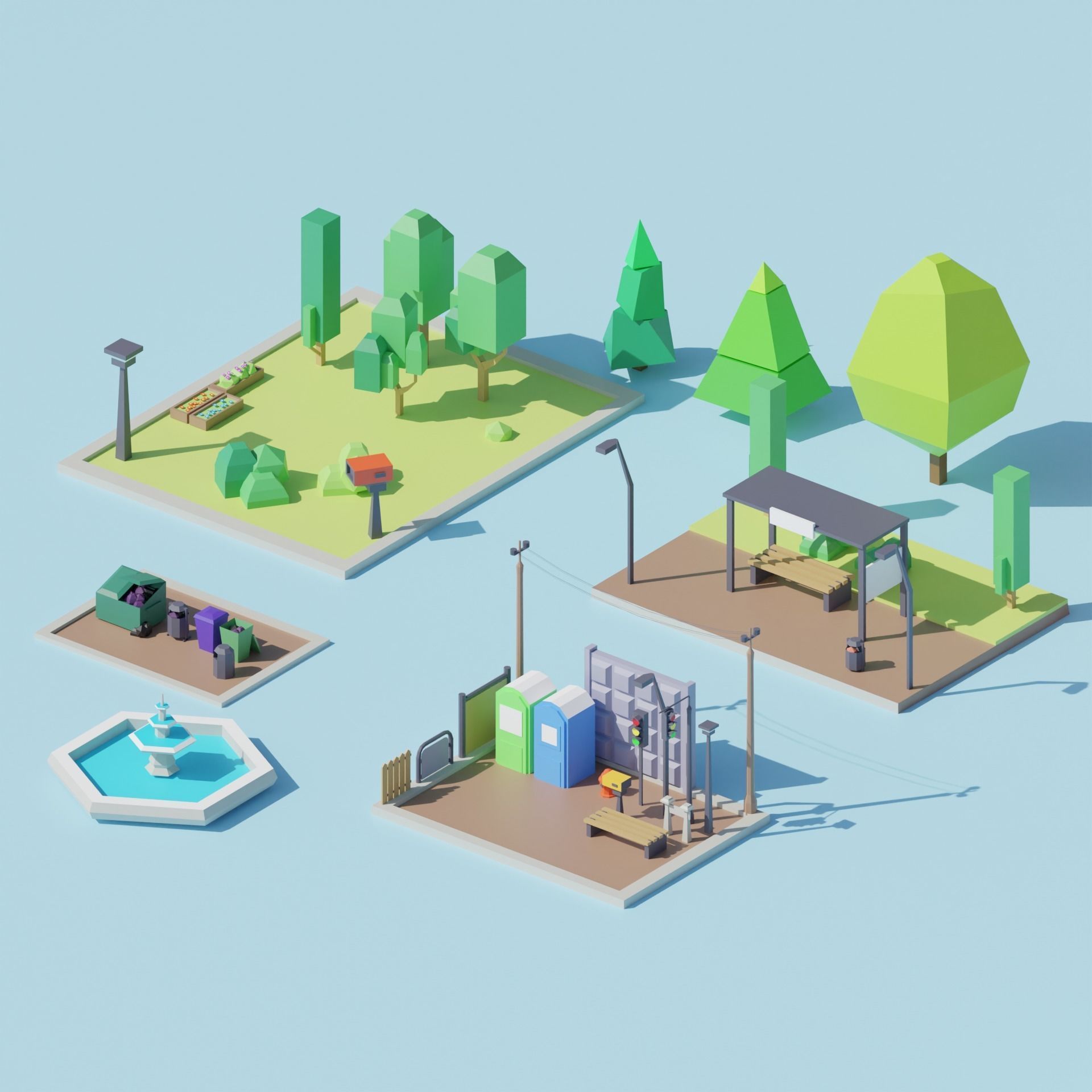 Low Poly City Asset Low-poly 3D model_18