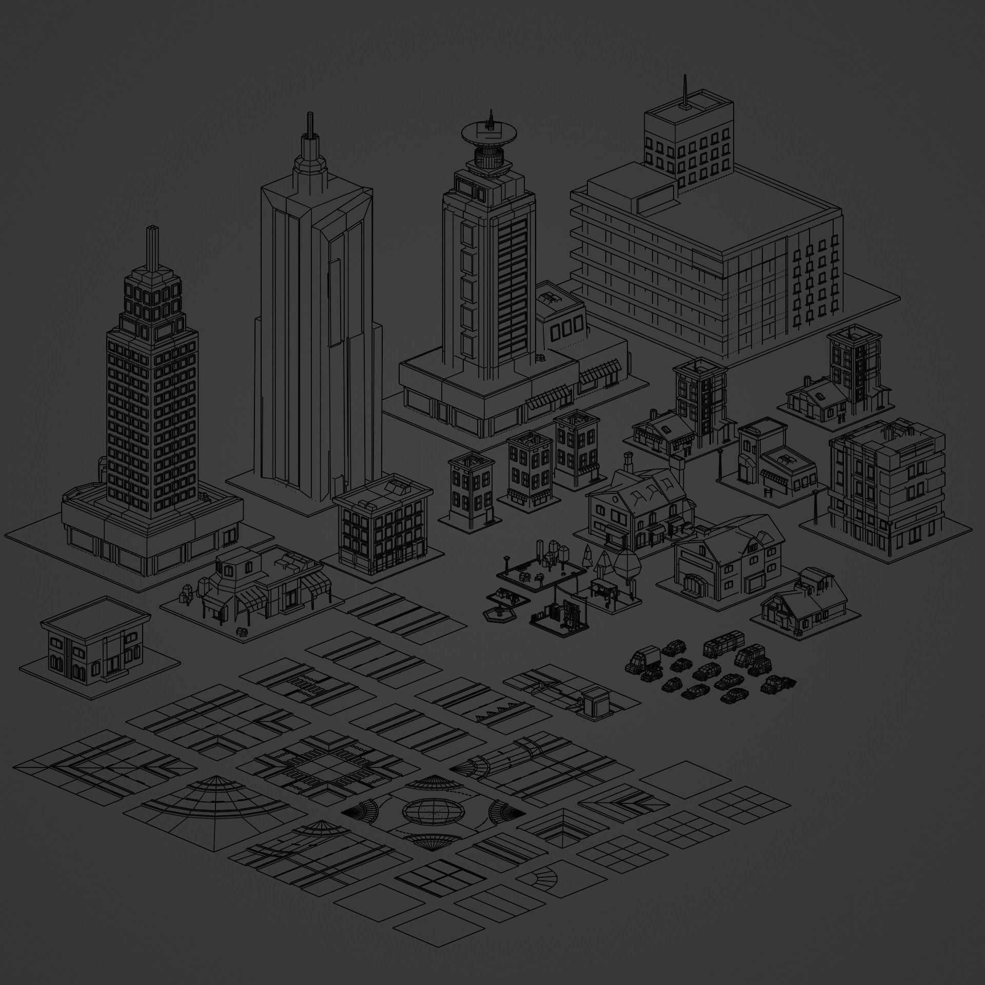 Low Poly City Asset Low-poly 3D model_35